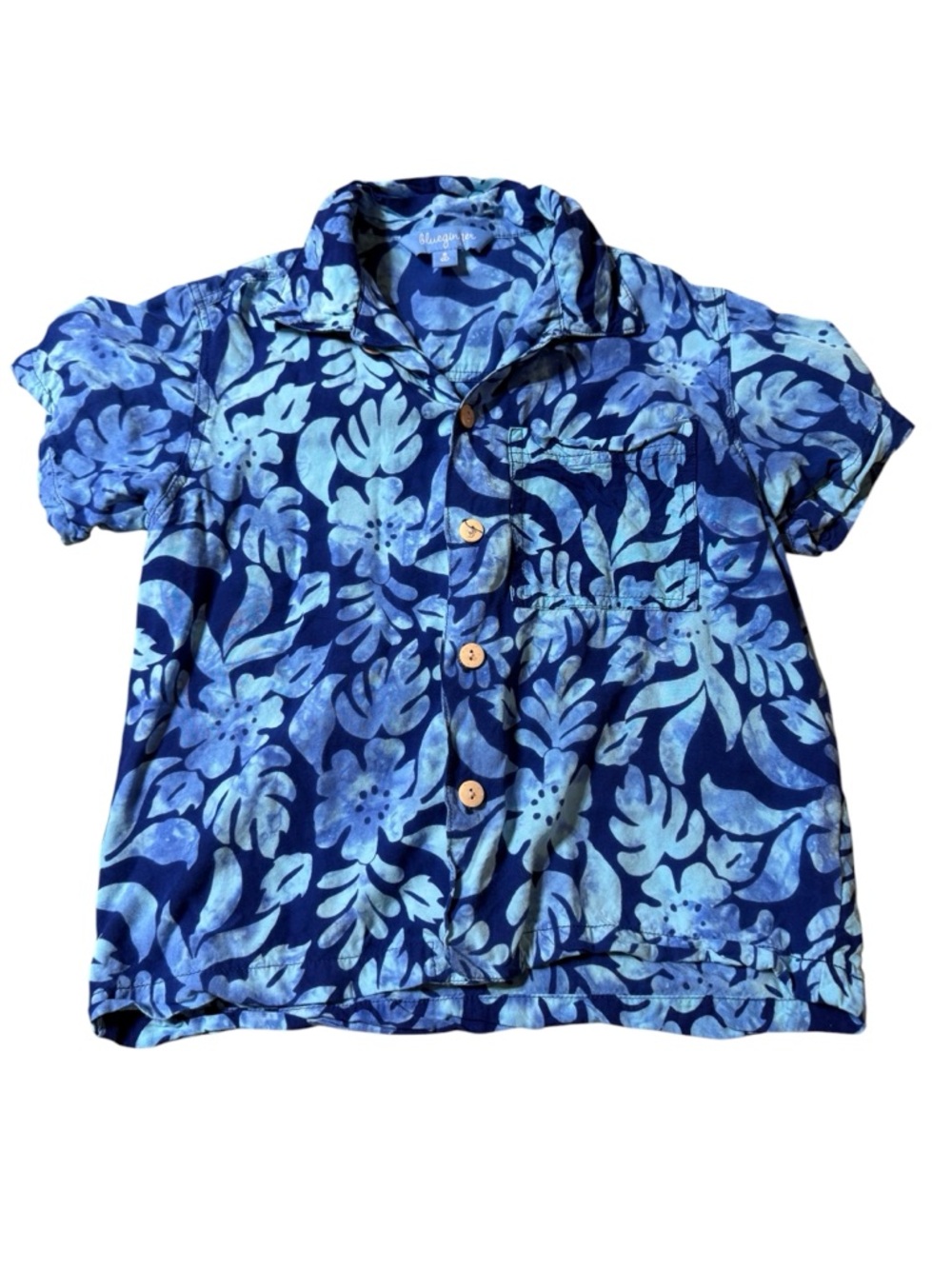 Boys BLUE GINGER Shirt HAWAIIAN Size 6 Rayon BLUE Floral